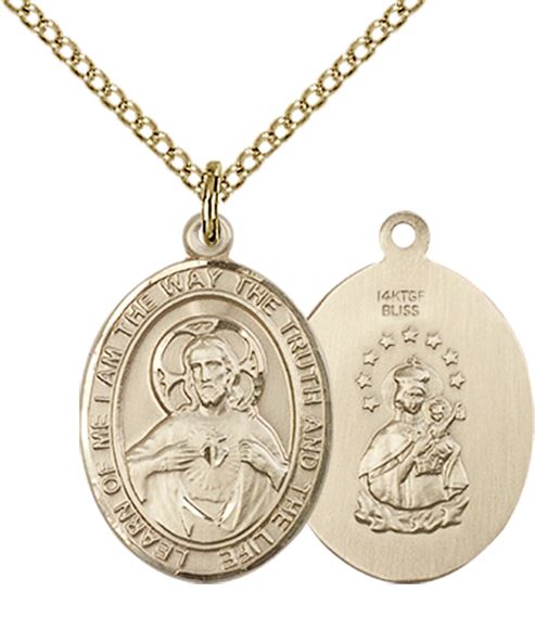 14KT GOLD FILLED SCAPULAR PENDANT WITH CHAIN - 3/4" x 1/2"