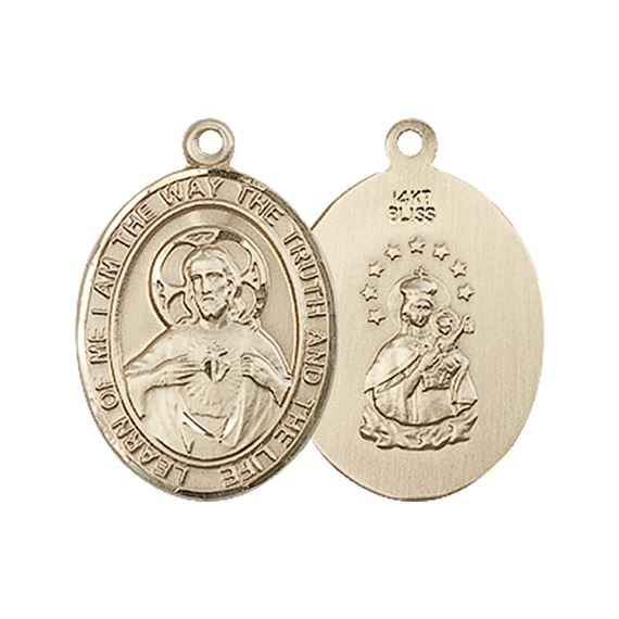 14KT GOLD SCAPULAR MEDAL - 3/4" x 1/2"