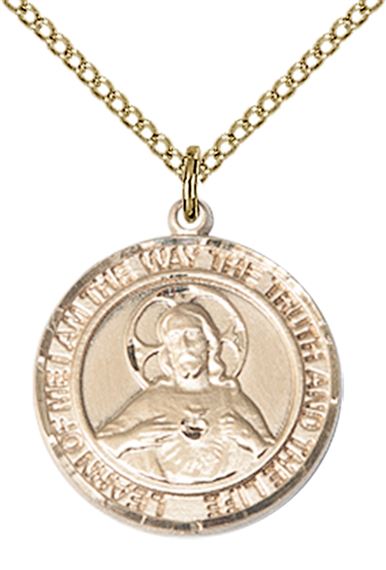 14KT GOLD FILLED SCAPULAR PENDANT WITH CHAIN - 3/4" x 5/8"