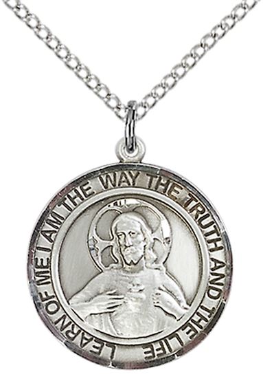 STERLING SILVER SCAPULAR PENDANT WITH CHAIN - 3/4" x 5/8"