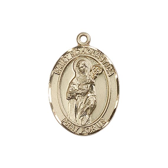 14KT GOLD ST SCHOLASTICA MEDAL - 3/4" x 1/2"