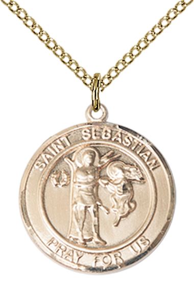 14KT GOLD FILLED SCAPULAR PENDANT WITH CHAIN - 3/4" x 5/8"