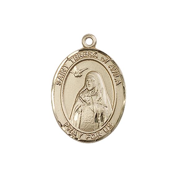 14KT GOLD ST TERESA OF AVILA MEDAL - 3/4" x 1/2"