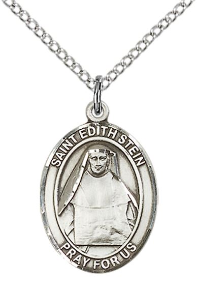 STERLING SILVER ST EDITH STEIN PENDANT WITH CHAIN - 3/4" x 1/2"