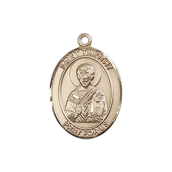 14KT GOLD ST TIMOTHY MEDAL - 3/4" x 1/2"