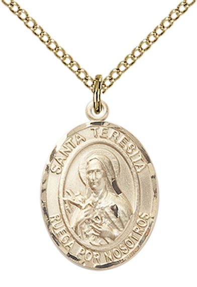 14KT GOLD FILLED SANTA TERESITA PENDANT WITH CHAIN