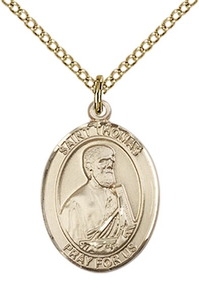 14KT GOLD FILLED ST THOMAS THE APOSTLE PENDANT WITH CHAIN - 3/4" x 1/2"