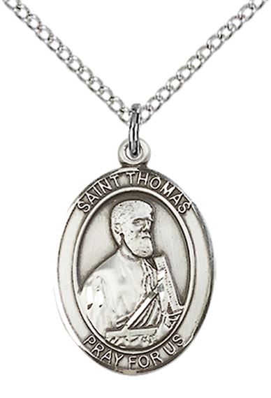 STERLING SILVER ST THOMAS THE APOSTLE PENDANT WITH CHAIN - 3/4" x 1/2"