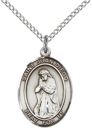 STERLING SILVER ST JUAN DIEGO PENDANT WITH CHAIN - 3/4" x 1/2"