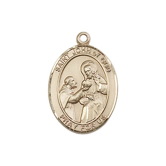 14KT GOLD ST JOHN OF GOD MEDAL - 3/4" x 1/2"