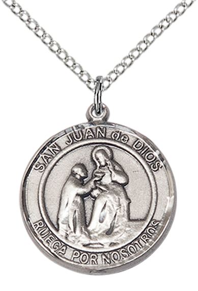 STERLING SILVER SAN JUAN DE DIOS PENDANT WITH CHAIN