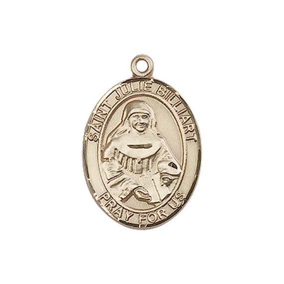 14KT GOLD ST JULIE BILLIART MEDAL - 3/4" x 1/2"