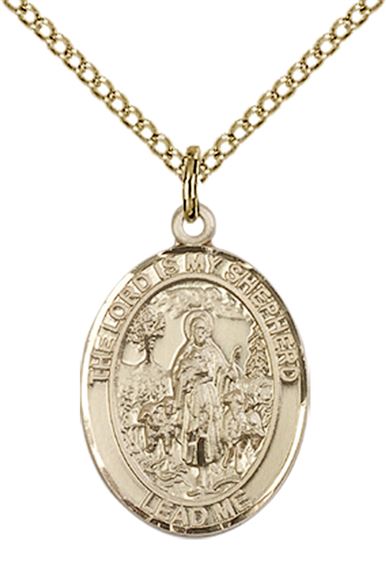 14KT GOLD FILLED LORD IS MY SHEPHERD PENDANT WITH CHAIN - 3/4" x 1/2"