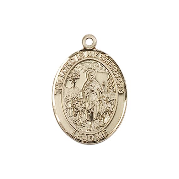 14KT GOLD LORD IS MY SHEPHERD MEDAL - 3/4" x 1/2"