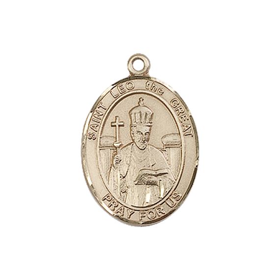 14KT GOLD ST LEO THE GREAT MEDAL - 3/4" x 1/2"