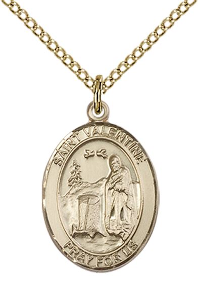 14KT GOLD FILLED ST VALENTINE OF ROME PENDANT WITH CHAIN - 3/4" x 1/2"