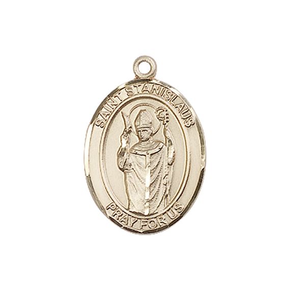 14KT GOLD ST STANISLAUS MEDAL - 3/4" x 1/2"