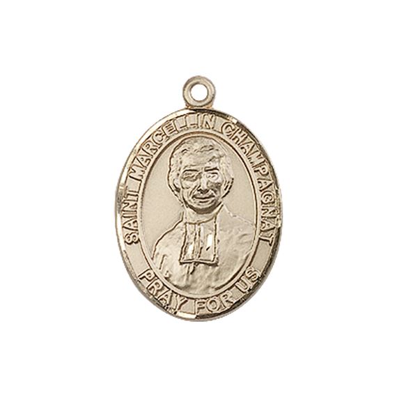14KT GOLD ST MARCELLIN CHAMPAGNAT MEDAL - 3/4" x 1/2"