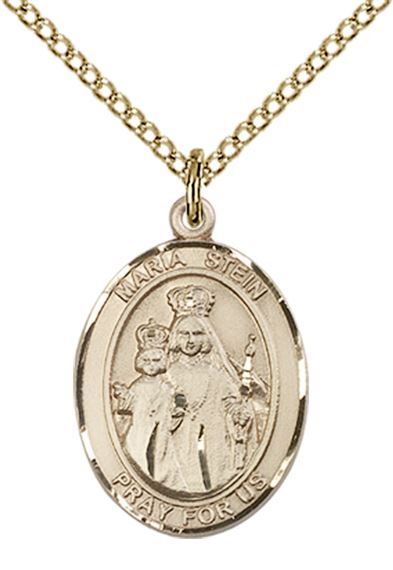 14KT GOLD FILLED MARIA STEIN PENDANT WITH CHAIN - 3/4" x 1/2"