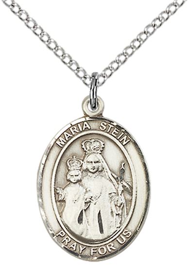 STERLING SILVER MARIA STEIN PENDANT WITH CHAIN - 3/4" x 1/2"