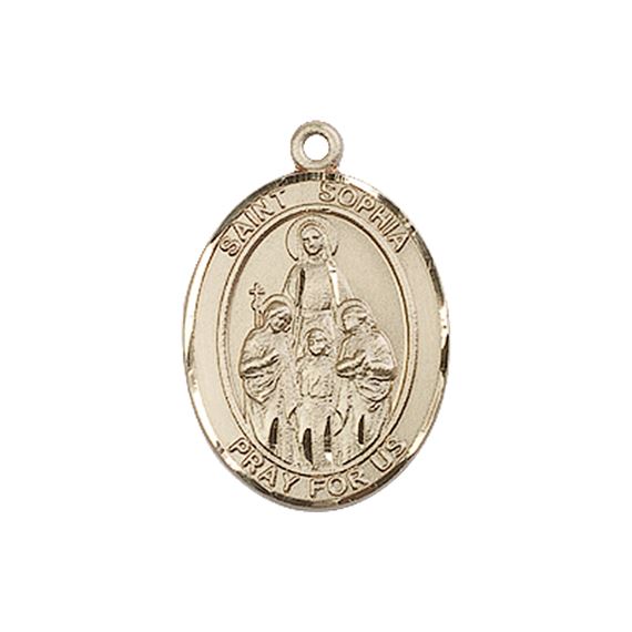 14KT GOLD ST SOPHIA MEDAL - 3/4" x 1/2"