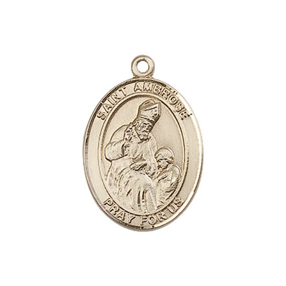 14KT GOLD ST AMBROSE MEDAL - 3/4" x 1/2"