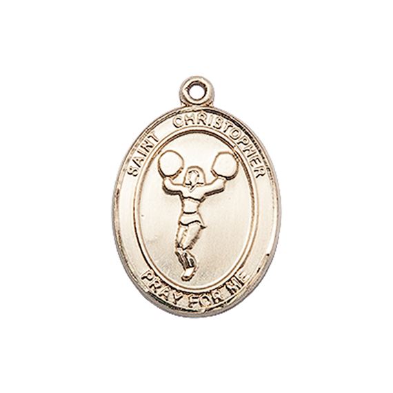 14KT GOLD ST CHRISTOPHER CHEERLEADING MEDAL - 3/4" x 1/2"