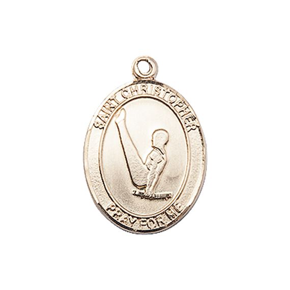 14KT GOLD ST CHRISTOPHER GYMNASTICS MEDAL - 3/4" x 1/2"