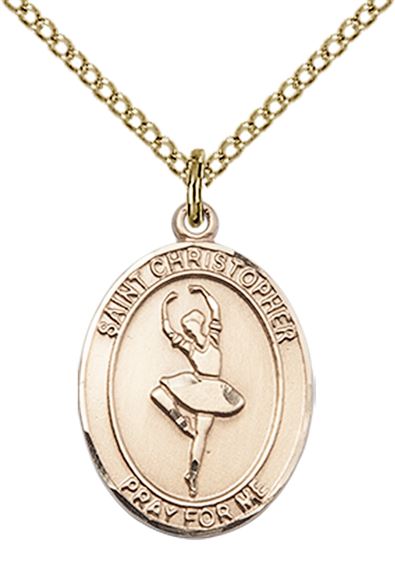 14KT GOLD FILLED ST CHRISTOPHER DANCE MEDAL - 3/4" x 1/2"