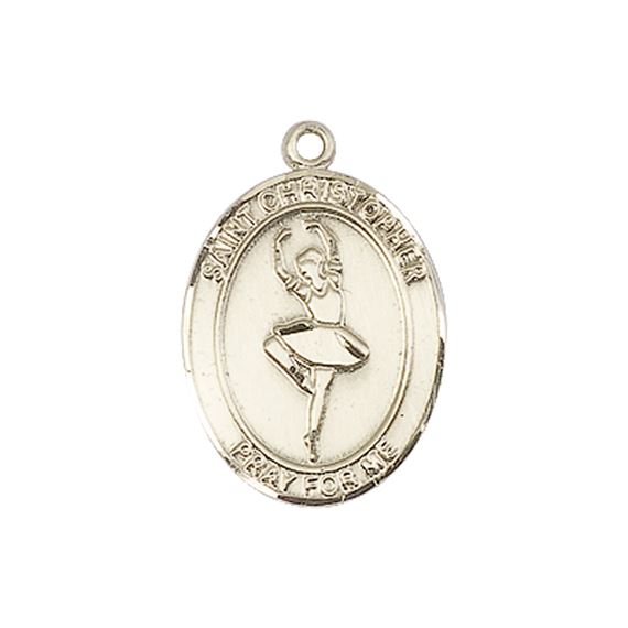 14KT GOLD ST CHRISTOPHER DANCE MEDAL - 3/4" x 1/2"