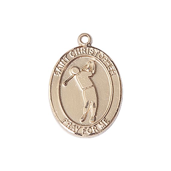 14KT GOLD ST CHRISTOPHER GOLF MEDAL - 3/4" x 1/2"