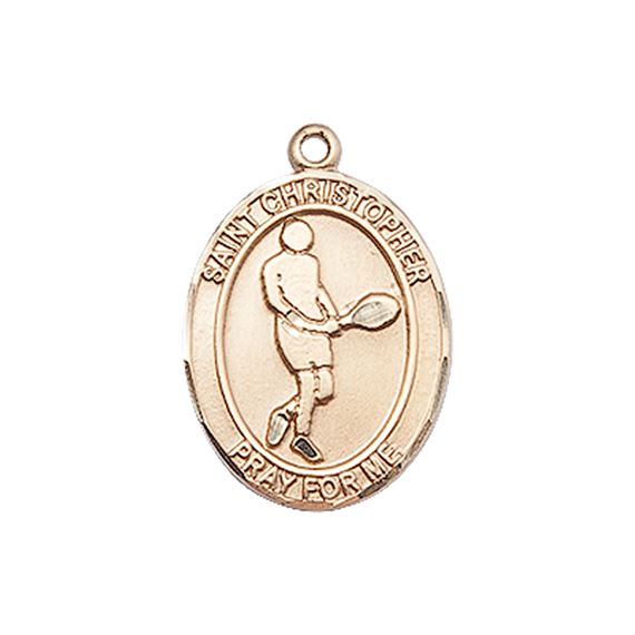14KT GOLD ST CHRISTOPHER TENNIS MEDAL - 3/4" x 1/2"