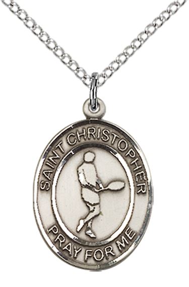 STERLING SILVER ST CHRISTOPHER TENNIS MEDAL - 3/4" x 1/2"