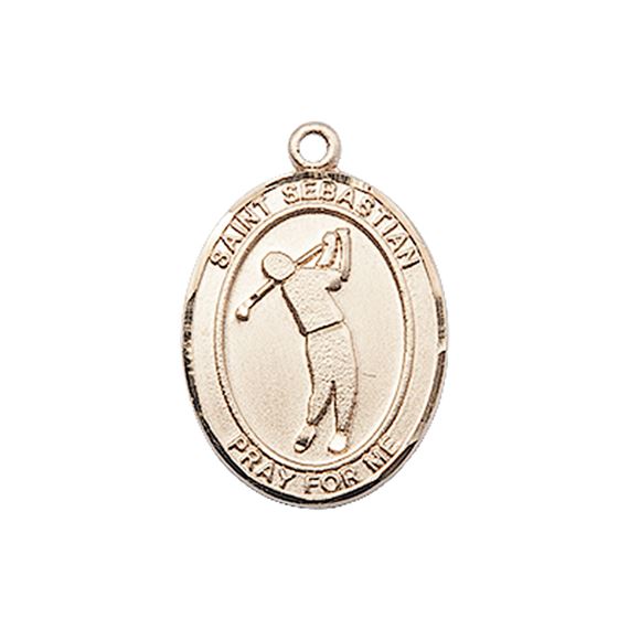 14KT GOLD ST SEBASTIAN GOLF MEDAL - 3/4" x 1/2"