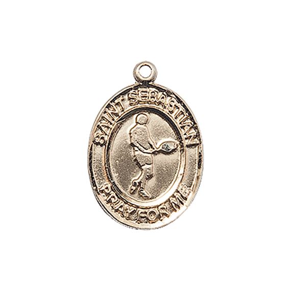 14KT GOLD ST SEBASTIAN TENNIS MEDAL - 3/4" x 1/2"