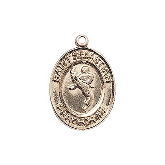 14KT GOLD ST SEBASTIAN MARTIAL ARTS MEDAL - 3/4" x 1/2"