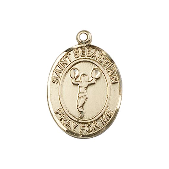 14KT GOLD ST SEBASTIAN CHEERLEADING MEDAL - 3/4" x 1/2"