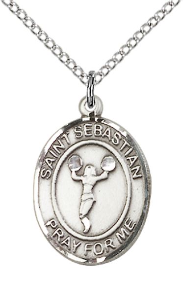STERLING SILVER ST SEBASTIAN CHEERLEADING MEDAL - 3/4" x 1/2"