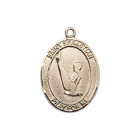 14KT GOLD ST SEBASTIAN GYMNASTICS MEDAL - 3/4" x 1/2"