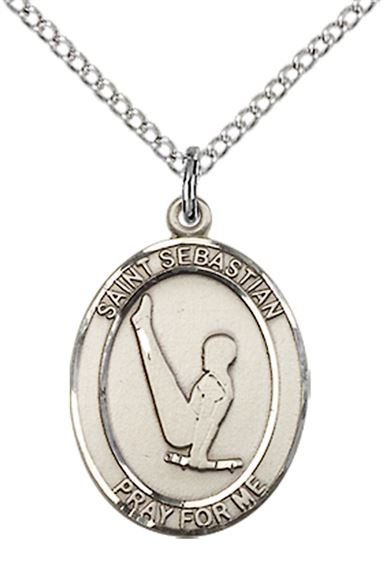 STERLING SILVER ST SEBASTIAN GYMNASTICS MEDAL - 3/4" x 1/2"