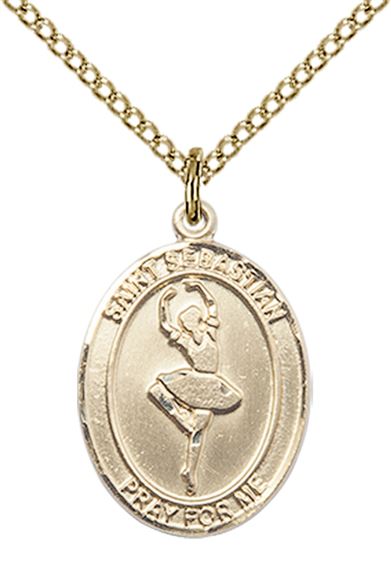 14KT GOLD FILLED ST SEBASTIAN DANCE MEDAL - 3/4" x 1/2"
