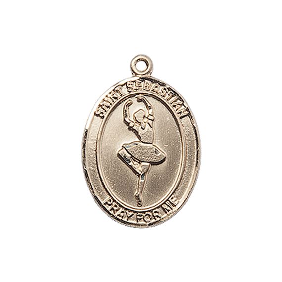 14KT GOLD ST SEBASTIAN DANCE MEDAL - 3/4" x 1/2"