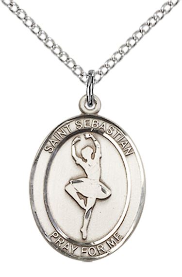 STERLING SILVER ST SEBASTIAN DANCE MEDAL - 3/4" x 1/2"