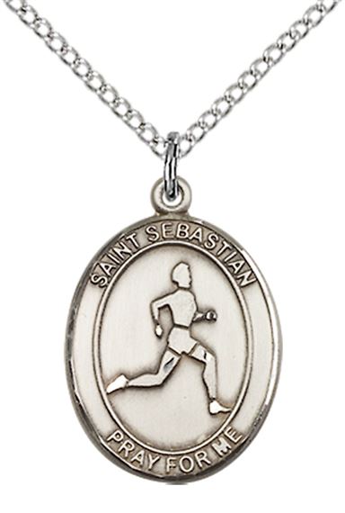 STERLING SILVER ST SEBASTIAN TRACK AND FIELD MEDAL - 3/4" x 1/2"