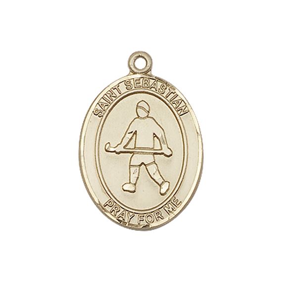 14KT GOLD ST SEBASTIAN FIELD HOCKEY MEDAL - 3/4" x 1/2"