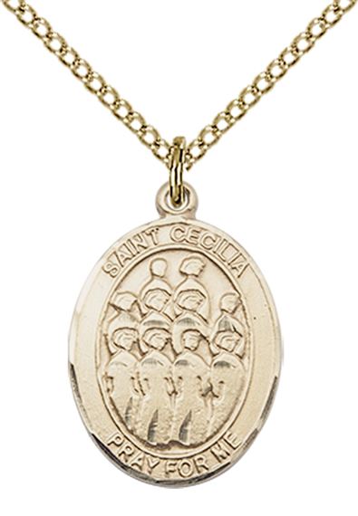 14KT GOLD FILLED ST CECILIA CHOIR MEDAL - 3/4" x 1/2"