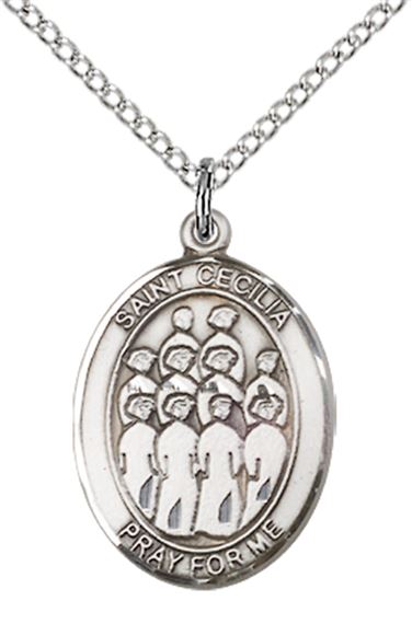 STERLING SILVER ST CECILIA CHOIR MEDAL - 3/4" x 1/2"