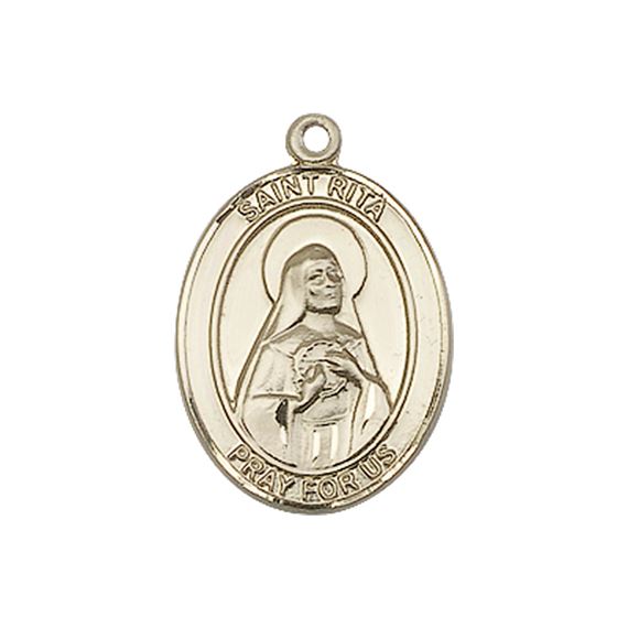 14KT GOLD ST RITA BASEBALL MEDAL - 3/4" x 1/2"
