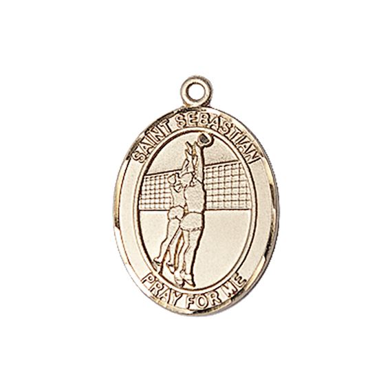 14KT GOLD ST SEBASTIAN VOLLEYBALL MEDAL - 3/4" x 1/2"