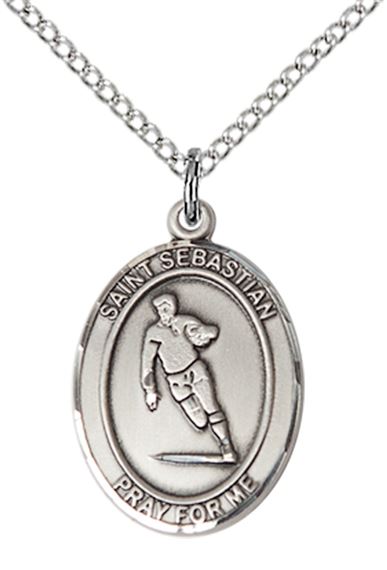 STERLING SILVER ST SEBASTIAN RUGBY MEDAL - 3/4" x 1/2"